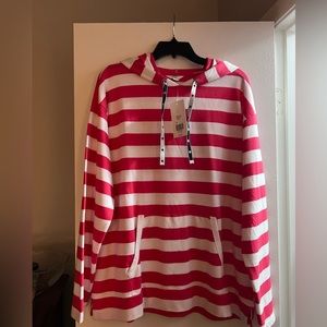 Crown & ivy red and white striped hoodie new with tags